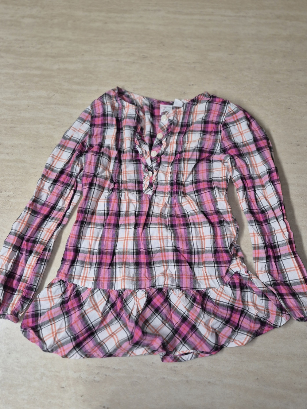1989 Place Pink Plaid Ruffle-Hem Tunic